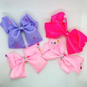 Starburst Gemstone & Ribbon Cheer Bow 6pcs